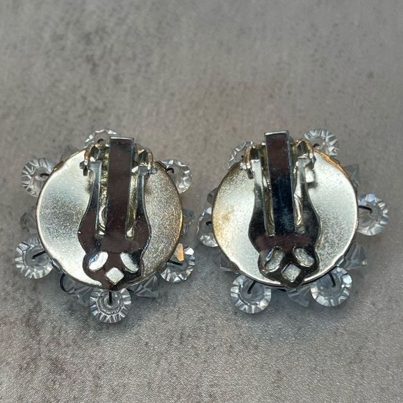 Vintage AB Crystal Beaded Clip On Earrings - Picture 4 of 4